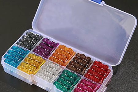 100Pcs 50Pcs Car Fuse Assortment Set Profile Middle Size Blade Type Fuse Auto Car Truck 2-35A Fuse with Box Clip