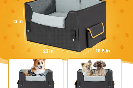 Dog Car Seat for Small Dogs, Elevated Dog Booster Seat Pet Travel Carrier Bed for Car with Adjustable Straps Pet Car Booster Seat for Small Dogs Cats