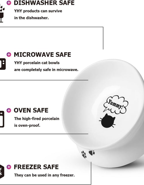Load image into Gallery viewer, Cat Bowl anti Vomiting, Raised Food Bowls, Tilted Elevated Bowl, Ceramic Pet Food Bowl for Flat Faced Cats, Small Dogs, Protect Pet'S Spine, Dishwasher Safe (5 Inches, White)
