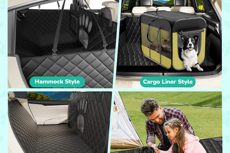 Dog Seat Cover- Non-Slip Dog Car Hammocks with Seatbelt Dog Car Seat Cover Waterproof and Scratch-Resistant Dog Car Back Seat Protection